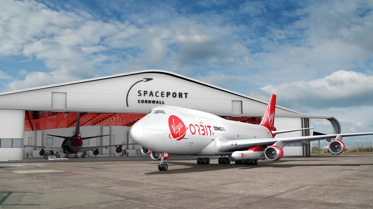 Rappresentazione grafica di un hangar dello Spaceport Cornwall