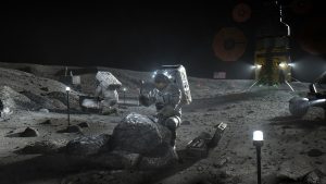 Rappresentazione grafica di una futura missione umana sulla superficie della Luna
