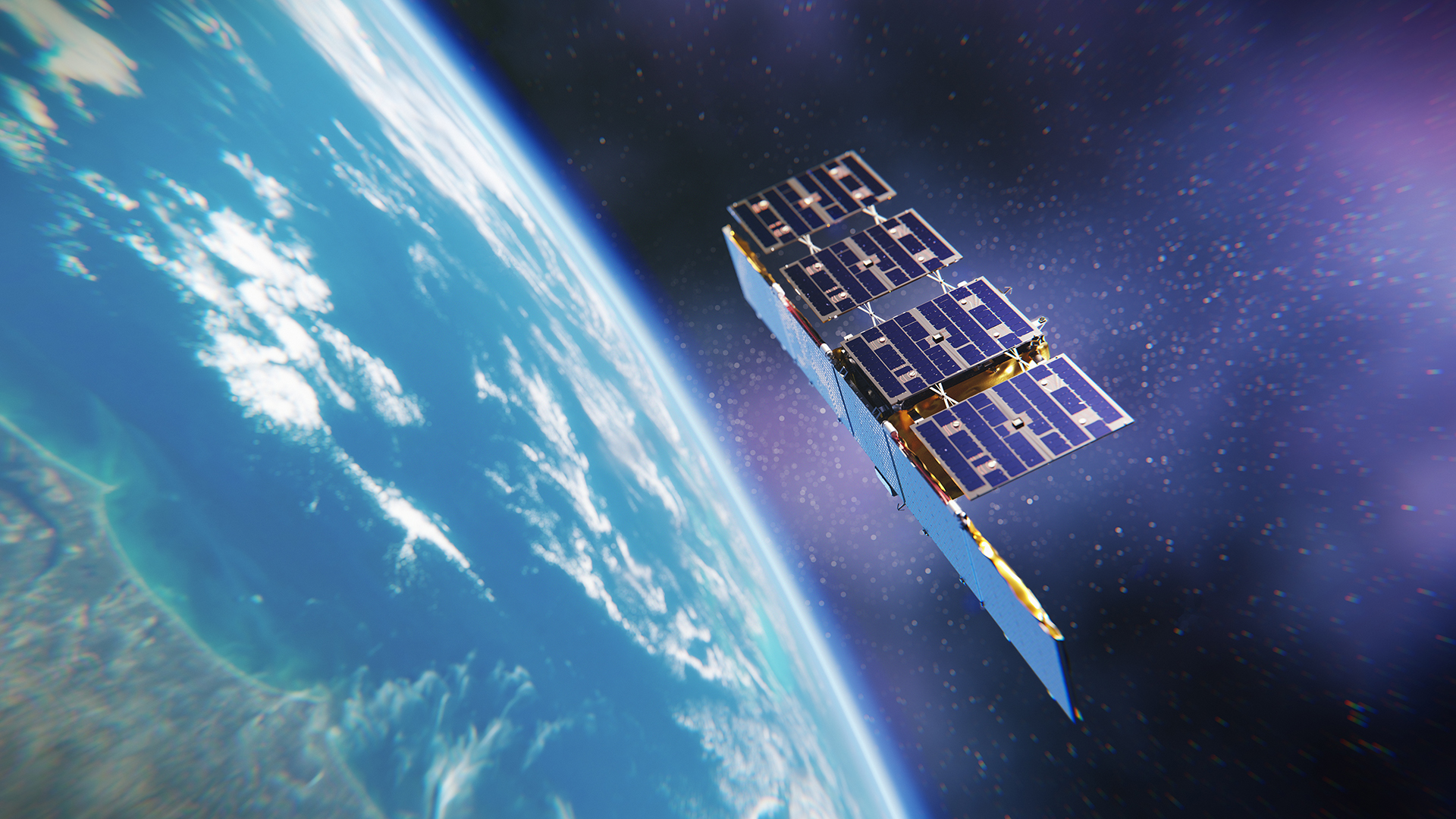 Rappresentazione grafica di un satellite con tecnologia SAR di ICEYE